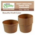 thumbnail image 3 of EcoQuality [25 Pack] 12 oz Disposable Kraft Paper Soup Containers - Half Pint Ice Cream Containers, Frozen Yogurt Cups, Restaurant, Microwavable, Take Out, Food Storage, Recyclable, 3 of 9
