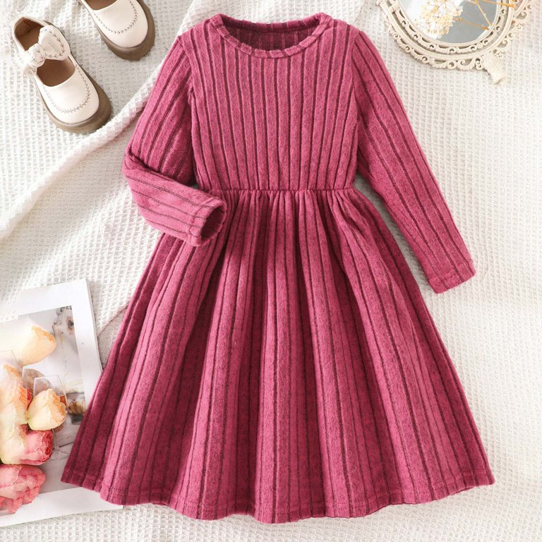 Splozh Toddler Long Sleeve Dress Cotton Toddler Baby Girls Fall Clothes  Soft Dress Long Sleeve Winter Outfits Casual Birthday Party Black,7-8 Years