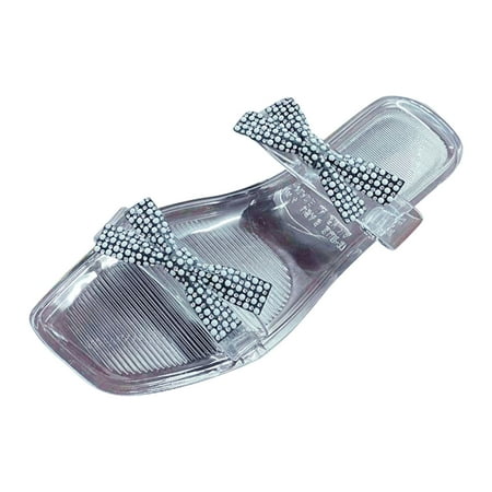 

Women s House Slippers Size 12-13 Women Slippers Summer New Pattern Pearl Decoration Square Toe Open Toe Fashion Flat Bottom Comfortable Large Non Slip Beach Sandals