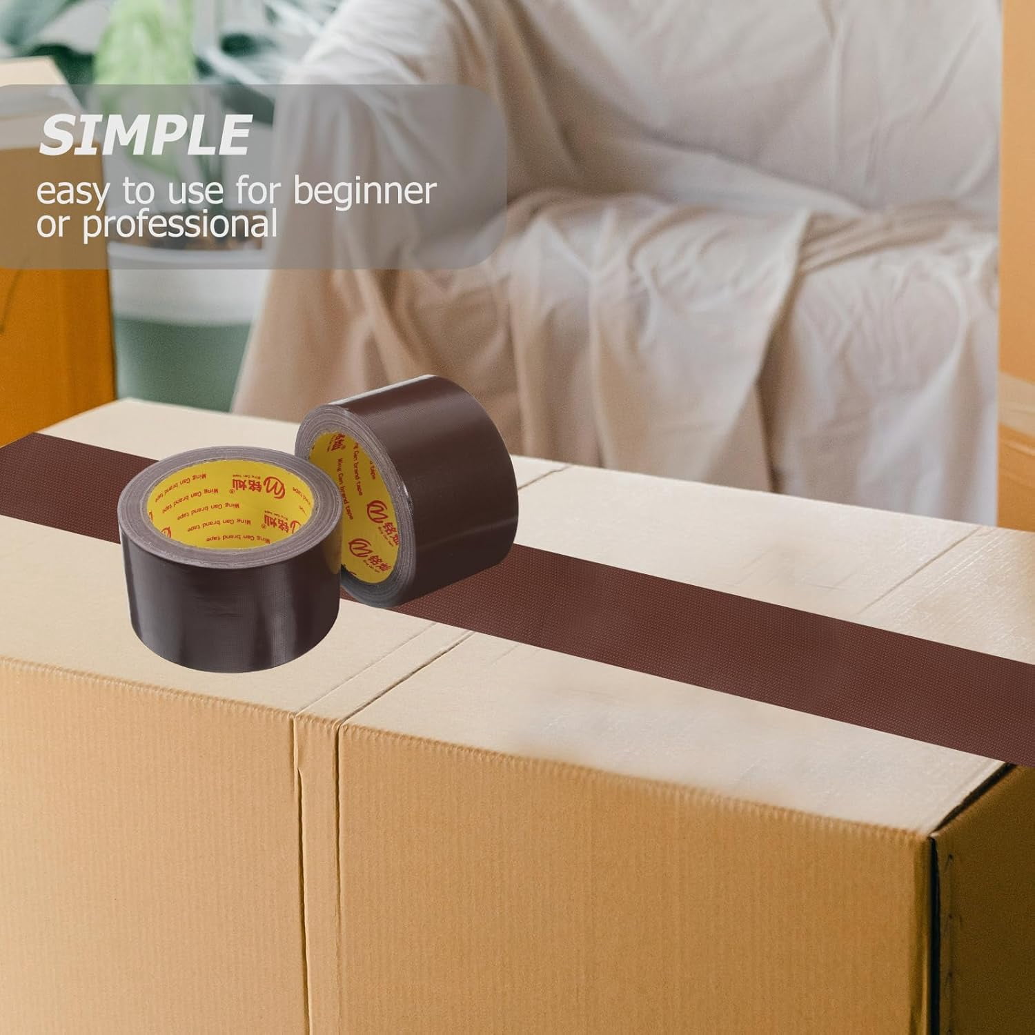 Zaoz 2PCS Waterproof Brown Duct Tape, Strong Adhesive Cloth Tape for Carpet, Floor, Diy, Sealing, Repair, 2.36 Inch X 59 Feet, Heavy Duty, Multi-Purpose A418