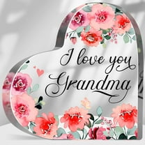 I Love You Grandma Acrylic Heart Plaque Grandma Gifts from Granddaughter Grandson Grand kids Grandchildren Grandma Birthday Gifts Best Grandma Gifts