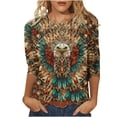 thumbnail image 2 of JTZGDY Western Shirts for Women Plus Size Ethnic Style Tops Plus Size 3/4 Lenght Sleeve Vintage Bleached Crewneck Tunic Tees Loose Oversied Graphic Tshirt Tops Multicolor#14 XXXL, 2 of 6