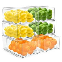 Sorbus Clear Stackable Pull-Out Fridge Organizer Bins, Large 6-Pack
