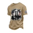 thumbnail image 2 of Never Forget 911 Retro USA Tee for Men and Women with Patriot Day Print and Vintage Green Fabric Featuring 9/11 Memorial Tops for Remembrance Events Church Services Yellow L, 2 of 5