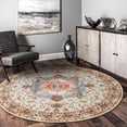thumbnail image 2 of DweIke Traditional Vintage Overdyed Retro Accent Rug,Non-Slip Boho Ethnic Retro Non-Shedding & Easy Care Carpet for Living Room/Bedroom 4'x4' Light Orange, 2 of 7