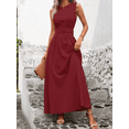 thumbnail image 4 of Summer Maxi Dresses for Women Elegant Sleeveless Tie Waist Casual Dress Crewneck A Line Tank Long Dress Guest Dress, 4 of 6