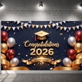 thumbnail image 3 of Gold Grad Cap Graduation Banner Burgundy Gold Balloons 2026 Grad Banner Confetti Decor Golden Lettering Graduation Backdrop for Graduation Ceremony Grad Party School Event, 3 of 9