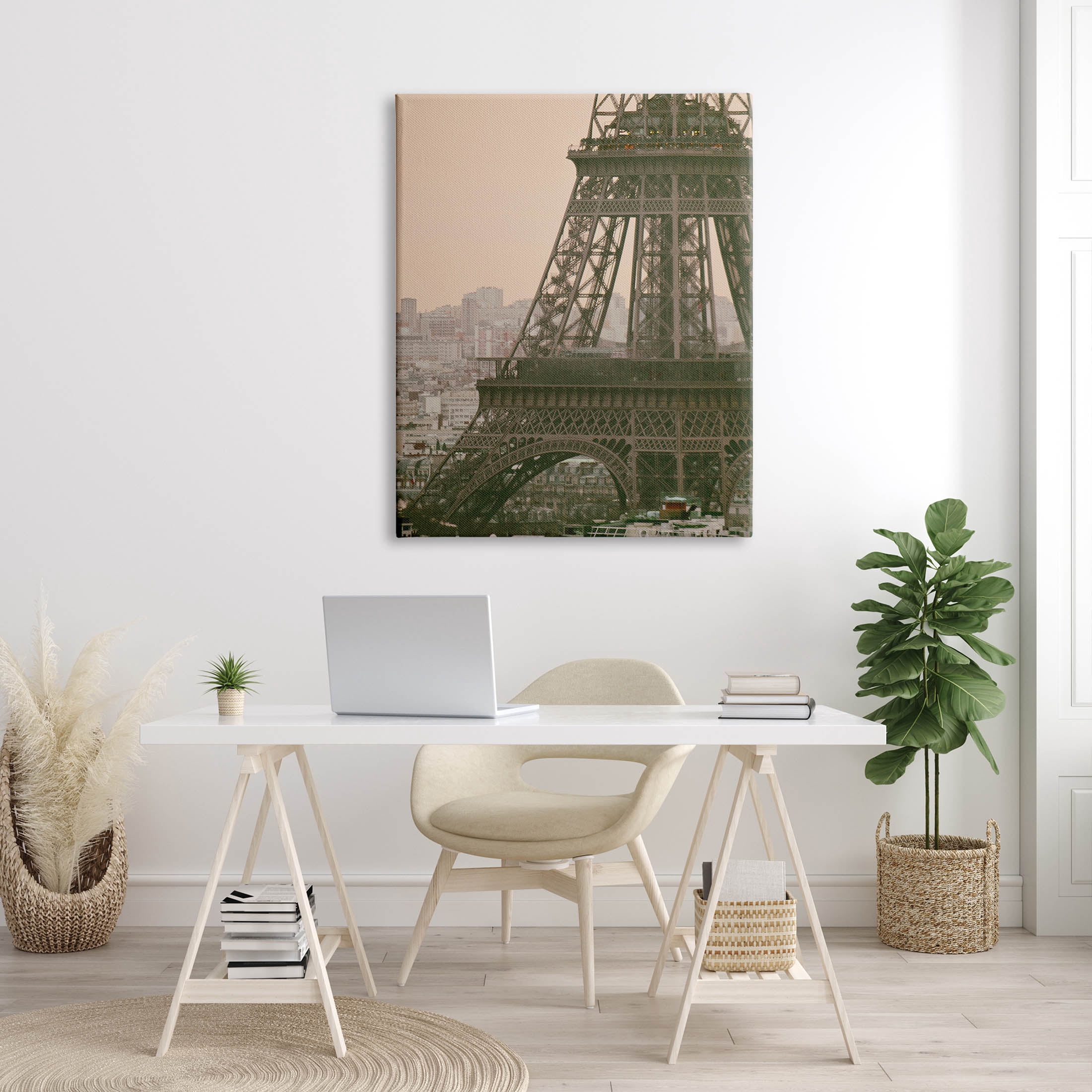 Eiffel Tower Paris Skyline Town & City Photograph Gallery Wrapped Canvas Print Wall Art