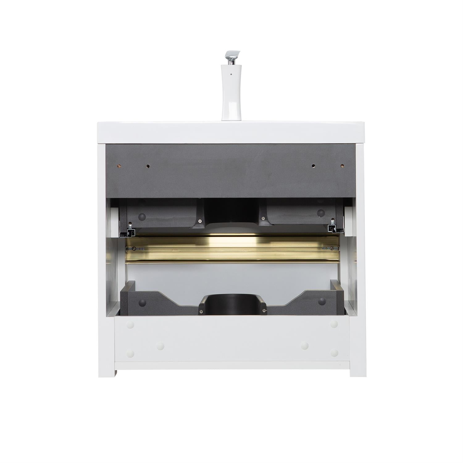 Demi Bonn 23" Wall-Mounted Bathroom Vanity with Sink, Stone Resin Countertop and 2 Soft Close Drawers, Faucets and Drains Not Included, White