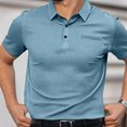 thumbnail image 5 of Qwertyu Capri Polo Shirts Men Breeze Short Sleeve Casual Collared Golf Shirt Lightweight Stretch Quick Dry Textured Summer T-Shirts with Front Pocket Light Blue L, 5 of 6