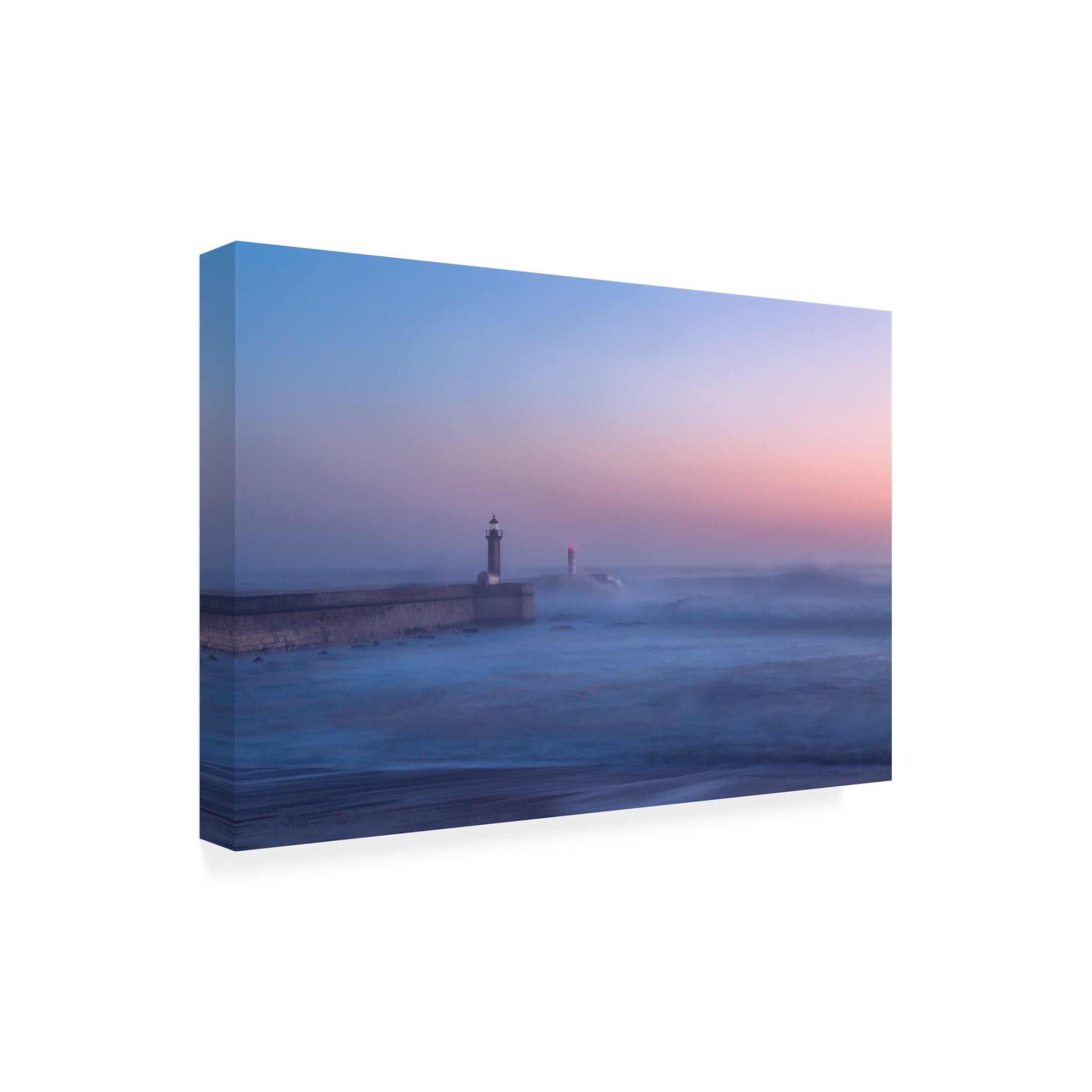 Canvas Wall Art - Adrian Nunez 'Lighthouse In Porto, Portugal ' Wall Art for Living Room, Bedroom, or Office D?cor by Trademark Fine Art - 19 x 12 Inches