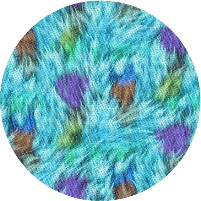 Ahgly Tapis Rond Lavable en Machine Intérieur Transitionnel Bleu Lierre, 3 Pieds Rond