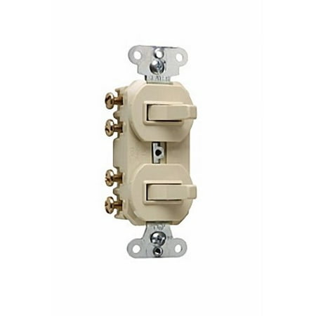 3 Way Socket Switch Pass & Seymour - 693IG - 15 Amp - Ivory - (2) 3 Way - 120/277 Volt - Stack Switch - Combination Switch ()
