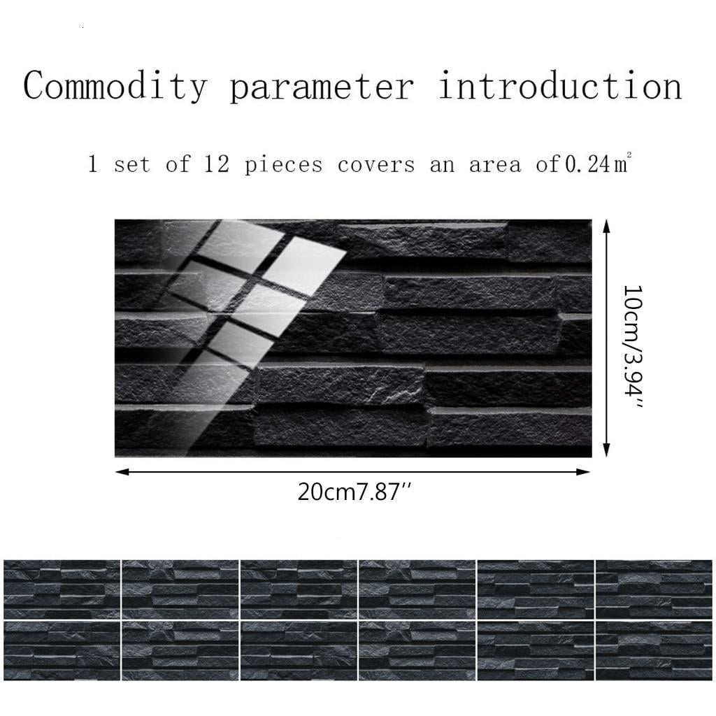 Rvaymup 48 Sheet Self Adhesive Tile Stickers Peel and Stick Backsplash 3D Black Wall Decals Murals Bathroom Kitchen Counter Top Decoration