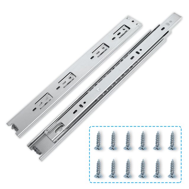 HOMANDS Guías para cajones de 16.0 in, 6 pares (12 unidades) de rieles de montaje lateral – Rodamiento de bolas de extensión completa resistente – Guías deslizantes para cajones para gabinetes de coci