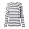 thumbnail image 7 of Godom Womens Tops Long Sleeve Shirts Round Neck Loose Casual Blouses Stripes Tshirts, 7 of 7