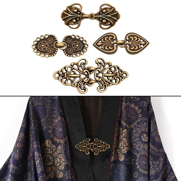 4 Piezas de de Chal de Aleación Medieval para Coser Clips de Cárdigan para Niñas Y Mujeres , Broncita Bronce Yinane Capa de Cape Cierre de cierre