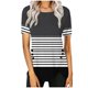 thumbnail image 2 of Fiudx Ofertas Flash Del Día Solo En Línea Blusa Casual de Manga Corta con Estampado de Botones para Mujer, Blusa/Camisa de Cuello Redondo de Manga Corta, 2 of 5