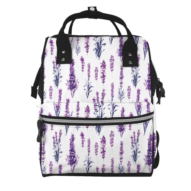 Disketp Lavender Flowers Mochila de Pañales de Gran Capacidad con Múltiples Bolsillos, Mochila de Viaje Multifuncional para Bebé, Unisex, Moderna y Resistente