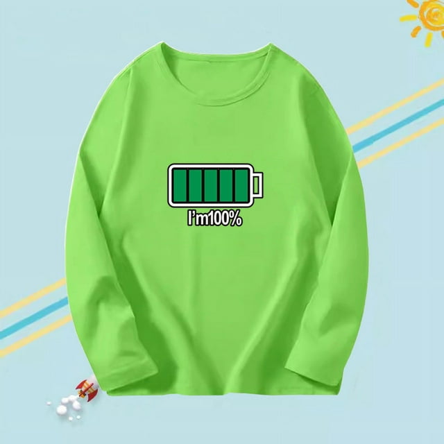 2023 Printemps T-shirts à Manches Longues pour Enfants Coton Col Rond Garçon Tee Automne T-shirts Grand Garçon Automne Vert 10T
