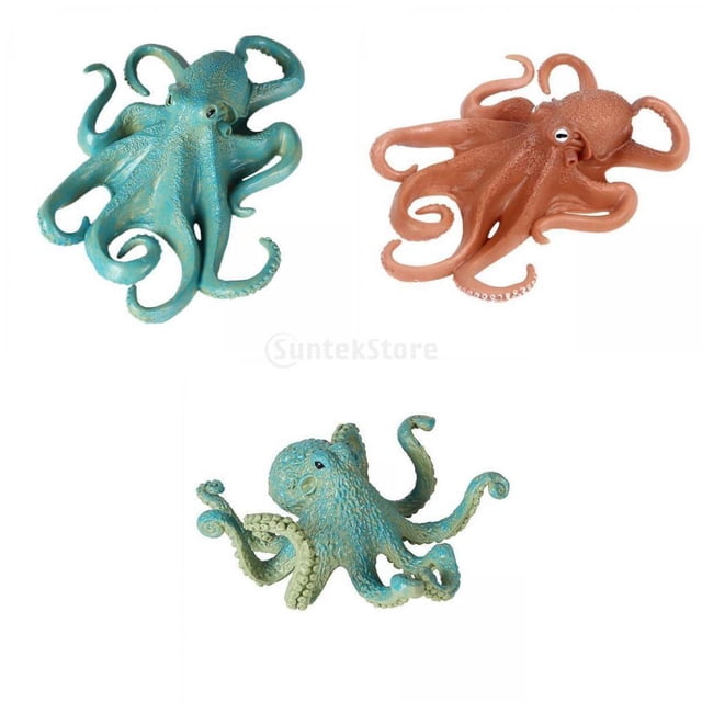 de Modelo de Pulpo de Animales Realistas de 3 Uds, Accesorio de Enseñanza, Juguete para CUTICAT estatuilla de animales marinos