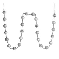 Vickerman 6' Silver Stripe Ball Ornament Christmas Garland