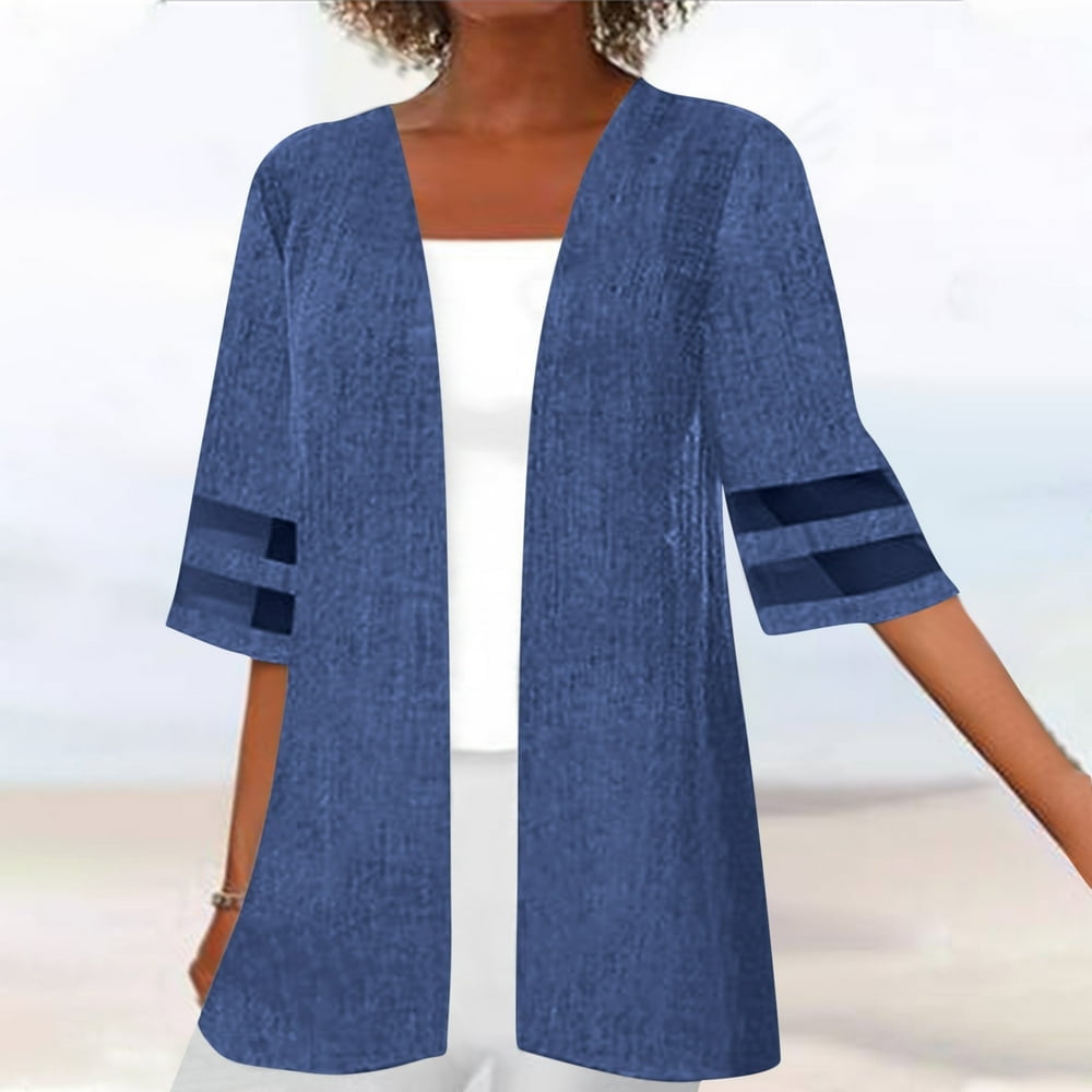 Generic Open Front Cardigan For Women Short Sleeves Lightweight Dressy Cardigan Casual Fall Jacket Tops Other 4xl