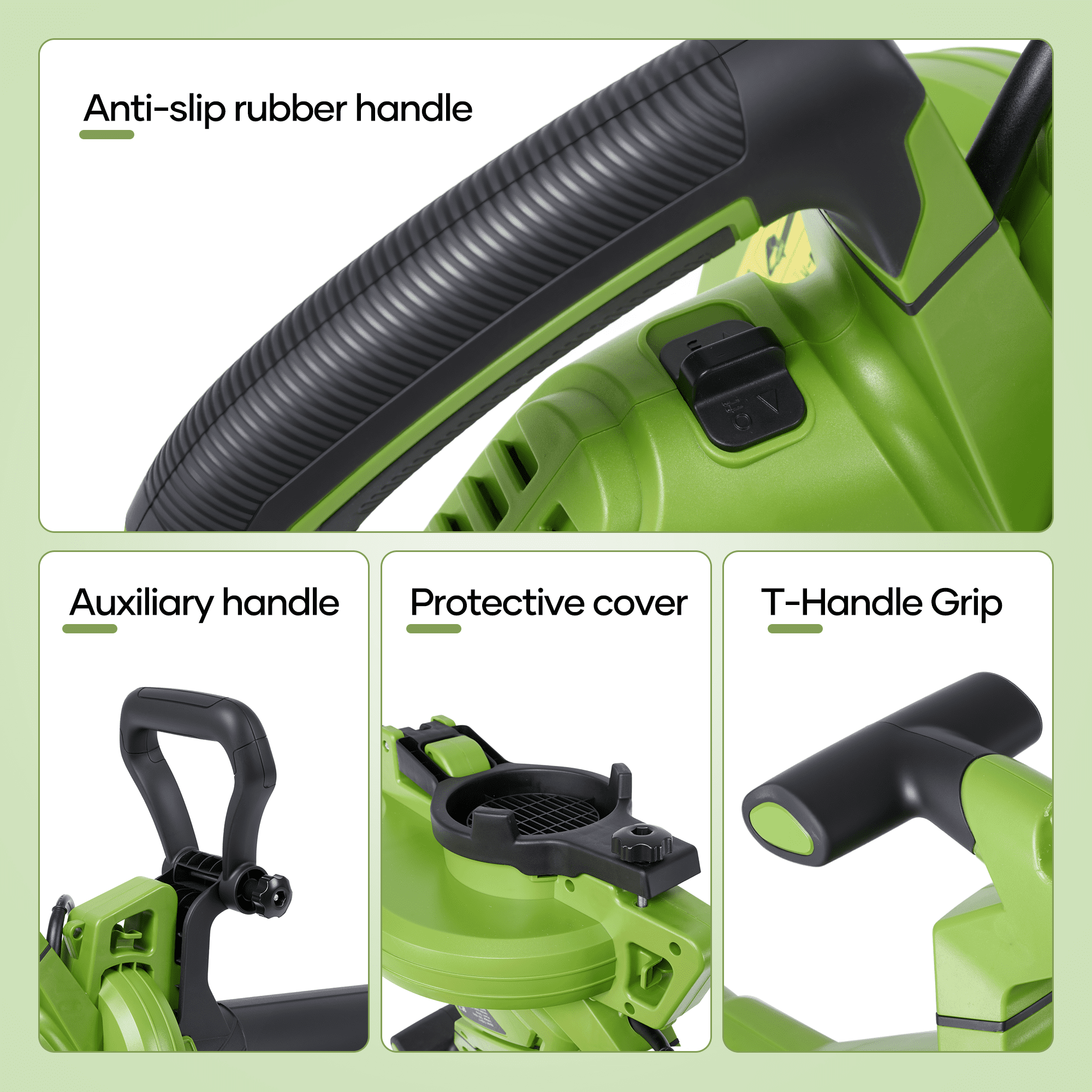 GASKY 120V 12Amp Corded 3 in 1 Leaf Blower/Vacuum/Mulcher, 495CFM/199MPH, 6 Speeds Outdoor Vacuum Cleaner Electric Leaf Blowers for Lawn Care, Lightweight, Green
