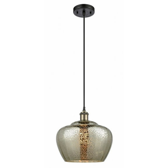 516-1P-BAB-G96-L-Innovations Lighting-Fenton - 1 Light Cord Hung Mini Pendant In Industrial Style-11 Inches Tall and 11 Inches Wide-Black Antique