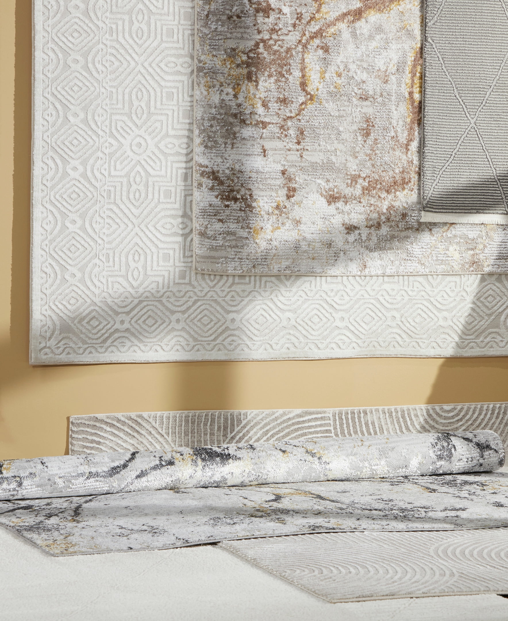 TOWN & COUNTRY LUXE Maya Medallion Tile Neutral Indoor Area Rug with High-Low Texture, Grey, 9'2"x12'5"