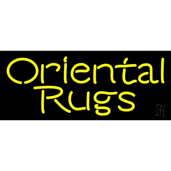 Oriental Rugs 2 LED Neon Sign 11" Tall x 27" Wide - inches Black Square Cut Acrylic Backing, with Dimmer - Premium built indoor Sign for Storefront, Store interior, Exhibition, Decor.
