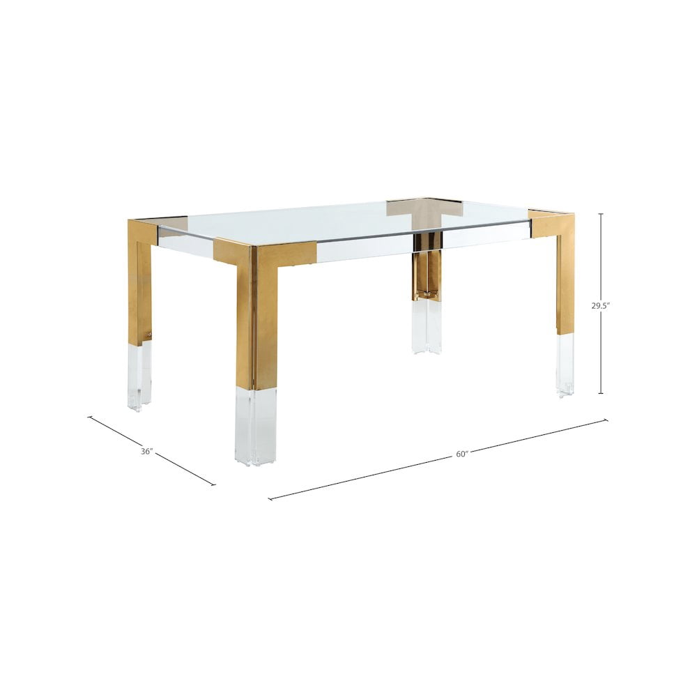Meridian Furniture Casper Gold Stainless Steel and Acrylic Dining Table