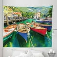 thumbnail image 1 of Italy Tapestry, Summer Landscape and Wooden Boats on the Lake Garda Torbole Town Fishing Maritime, Fabric Wall Hanging Decor for Bedroom Living Room Dorm, 5 Sizes, Multicolor, by Ambesonne, 1 of 1