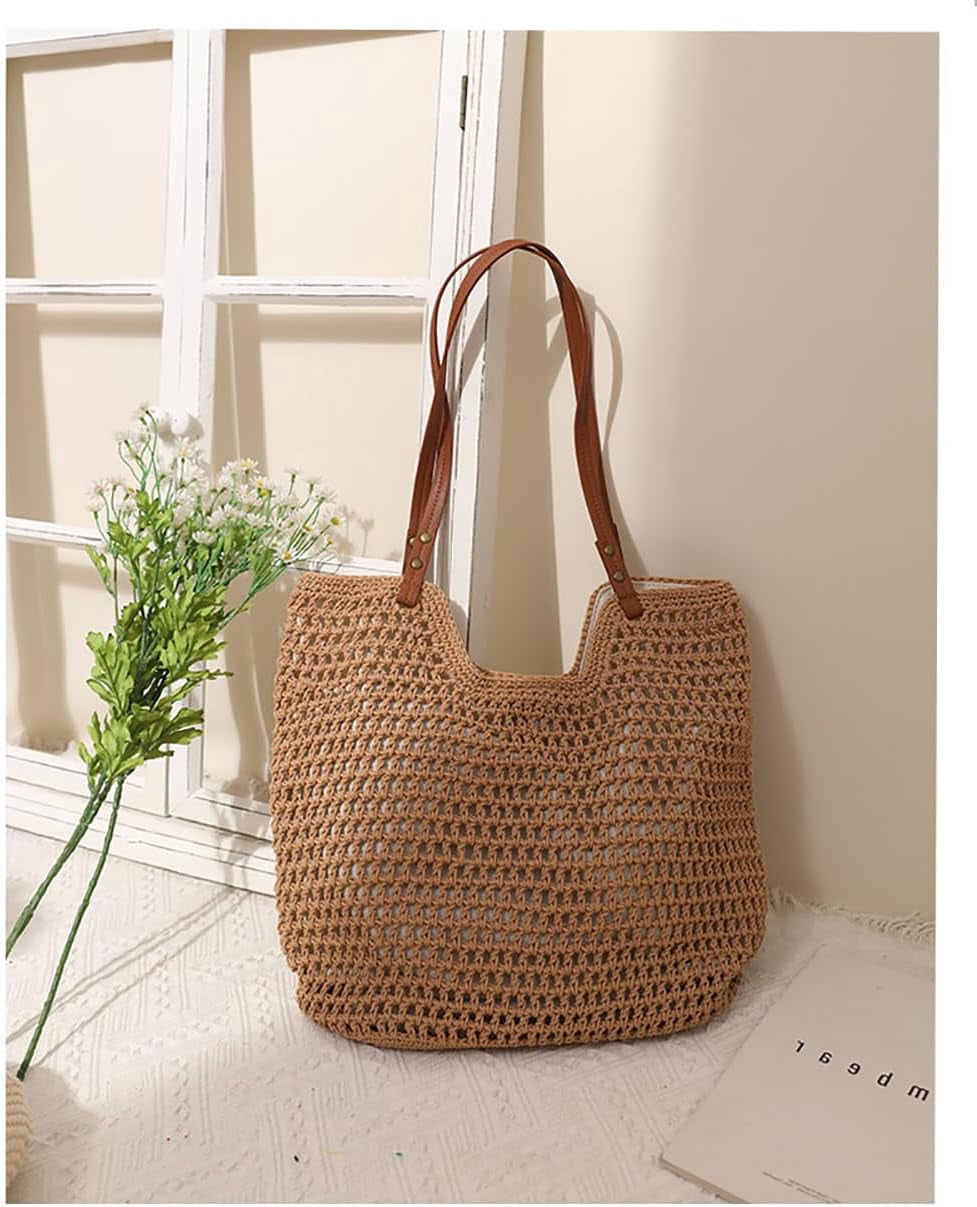 CoCoMangos Crochet Bags for Women Summer Beach Mesh Tote Bag Aesthetic Shoulder Bag Grunge Hippie Knitted Boho Bag