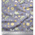 thumbnail image 1 of Soimoi Grey Silk Fabric Star Anise,Lemon & Garlic Vegetable Print Fabric by Yard 42 Inch Wide, 1 of 1