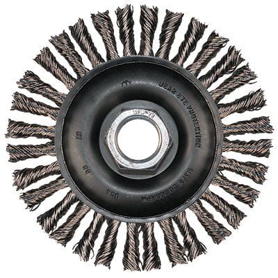 Carbon Steel Bristles Round Hole PFERD 82118 Single Row Power Knot Wire Wheel Brush with Full Cable Twist 8 Diameter 7000 Maximum RPM 0.023 Wire Size 5//8 Arbor