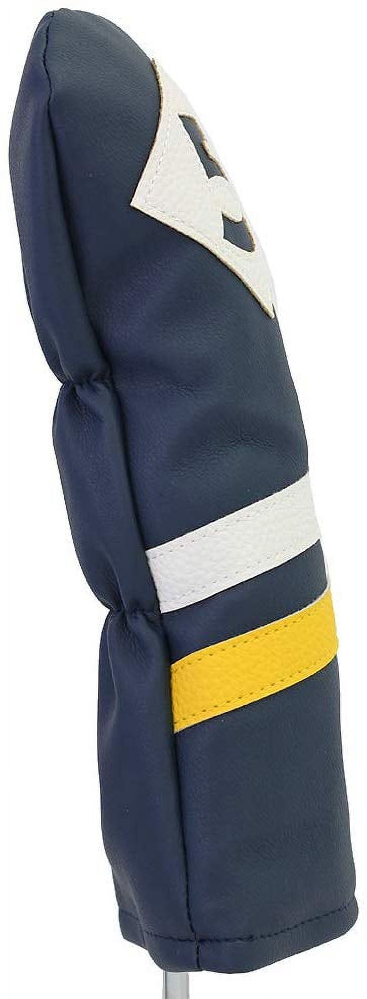 Majek Retro Golf Headcovers Blue White and Yellow Vintage Leather Style 1 & 5 Driver Fairway Head Cover Fits 460cc Drivers Classic Look