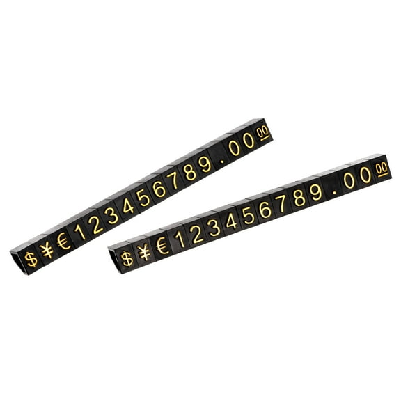 Uxcell Adjustable Mini Cube Price Tag Display Number Gold on Black,3.3x5.6mm,14 sets