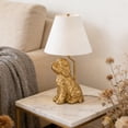 thumbnail image 4 of NWOKYZGH Decor Collection Lighting Golden Doodle Table Lamp with Gold Finish and Tapered Linen Shade, 4 of 8