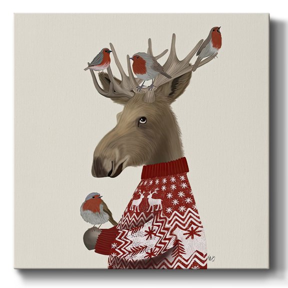 Moose and Robins- Gallery Wrapped Canvas