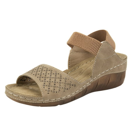 

Jungdeepe Women s Carved Fish Mouth Slope With Sandals Female Europe And The United States Border Large Size Leisure Elastic Band Sandals