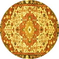 thumbnail image 1 of Ahgly Company Machine Washable Indoor Round Medallion Yellow Traditional Area Rugs, 8' Round, 1 of 4