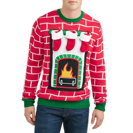 Holiday Men S Fireplace Mantel Ugly Christmas Sweater Up To