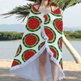 thumbnail image 4 of Matoen Large Round Microfiber Beach Towel Blanket with Tassels, Soft Absorbent Fast Dry, Summer Watermelon Theme (61"), 4 of 8
