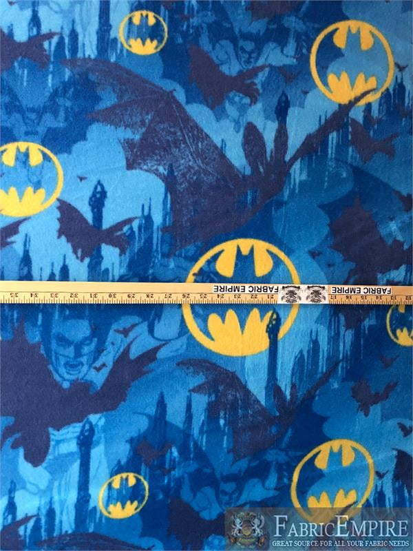 Fleece Printed Fabric BATMAN BATS BLUE / 58" Wide / Sold by the yard