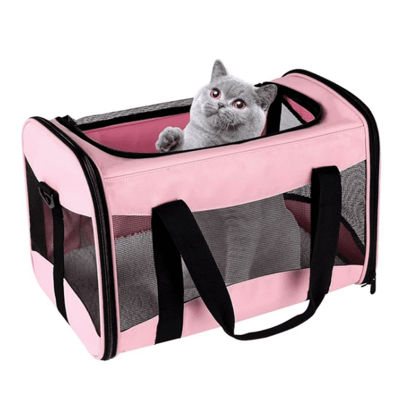 cat Carrier Large Dog Cat Carriers Puppies up to 30Lbs, Big Dog Carrier Soft Sided, Collapsible Travel Puppy Carrier (, Pink)