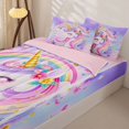 thumbnail image 3 of Metsweet Kawaii Floral Unicorn Rainbow Zipper Full Size Comforter Sets with Fitted Sheet and 2 Pillowcases, Dreamy Princess Zipper Bedding Set, Purple Pink,4pcs,Pink Reversible, 3 of 6