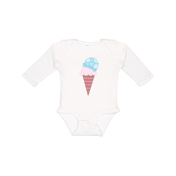 Inktastic Ice Cream Cone with Heart Boys or Girls Long Sleeve Baby Bodysuit