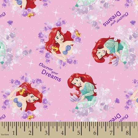 Disney Princess Ariel Discover Your Dreams Cotton Fabric By The Yard