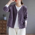 thumbnail image 2 of Chaquetas de pana para mujer, ropa de moda coreana, cárdigans holgados de gran tamaño, de color liso, abrigos de manga larga con un solo pecho, blusas para mujer, 2 of 4